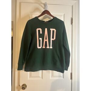 GAP Large Women’s Large Green Logo Crewneck Sweatshirt Varsity Graphic Pullover